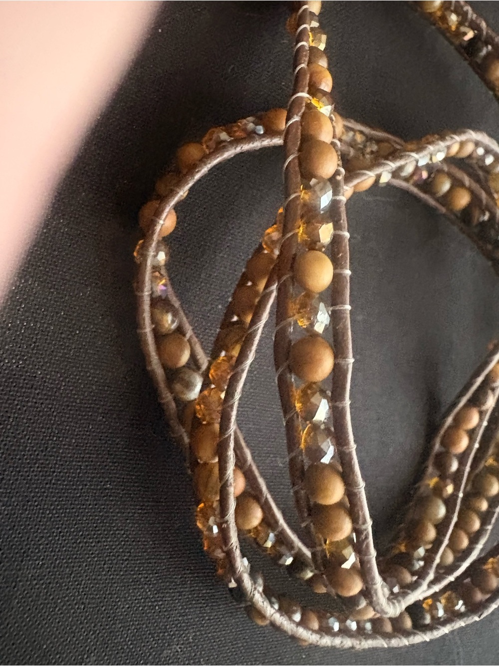 Handcrafted Brown Beaded Wrap Braceleti - Picture 2 of 5